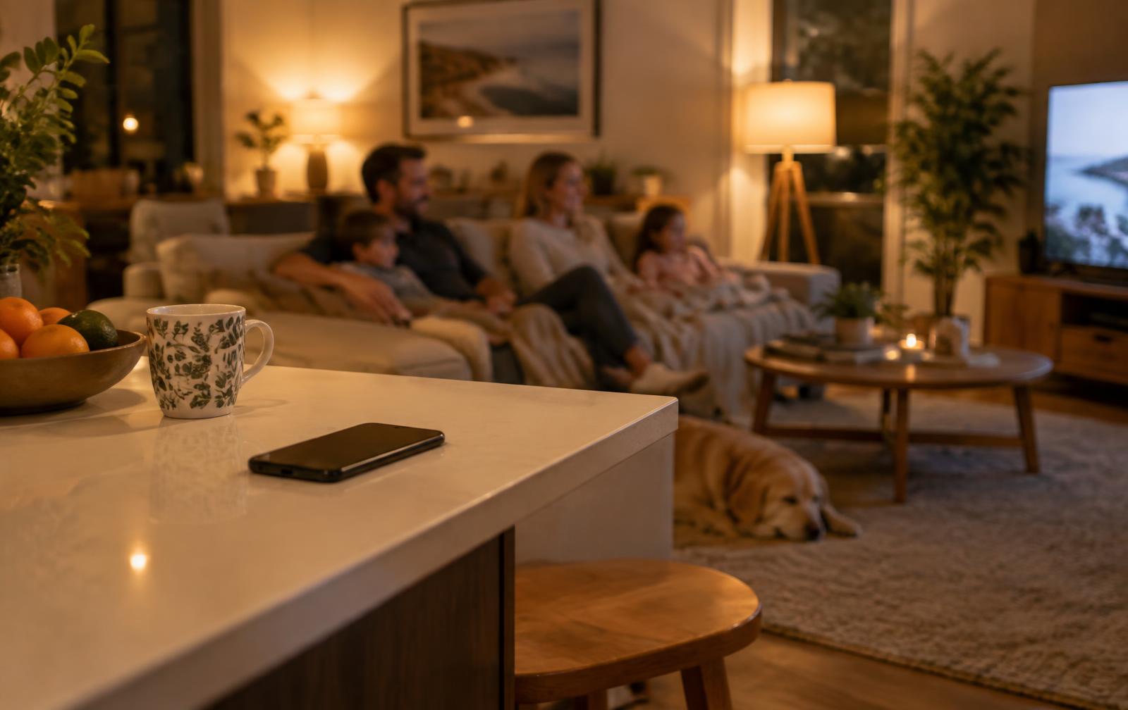 Warm evening in an Australian family living room